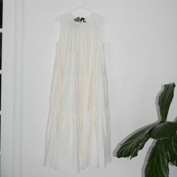 POMANDER PLACE Tuckernuck White Sleeveless Carmen Maxi Dress w Pockets L NWT - Picture 3 of 16